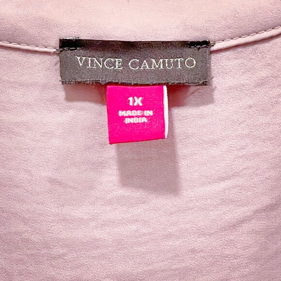 Blush-Colored V-Neck Rumple Blouse — Vince Camuto Women's 1X - Picture 3 of 12